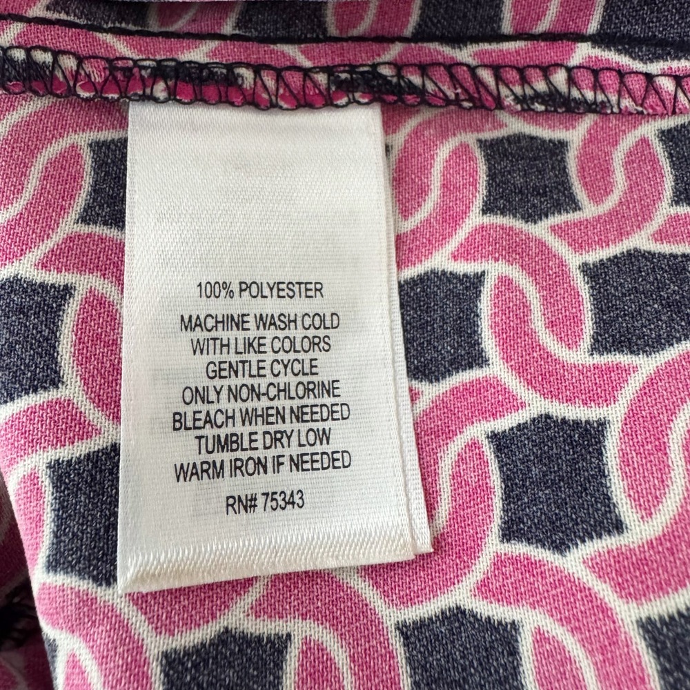 Adrienne Vittadini Geometric Print shift Dress Pink Navy‎ Sleeveless sz 2 office - Picture 3 of 8